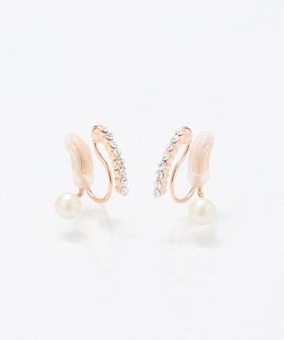 Phoebe 【痛くないシリーズ】ラインストーンパールフロートライトフィットイヤリング　シャンパンゴールド シャンパンゴールド