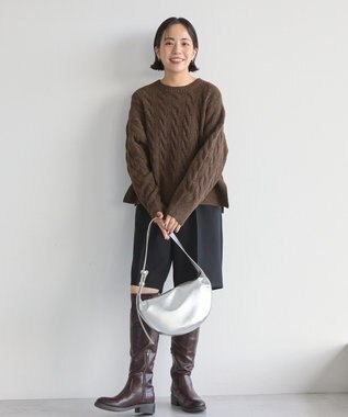 AMERICAN HOLIC ミドルゲージケーブルニットプルオーバー Brown