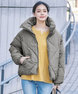 Tiaclasse スタンドネックキルティング中綿ジャケット グレー