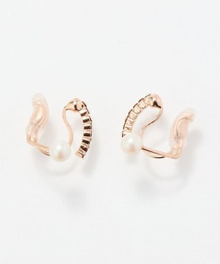 Phoebe 【痛くないシリーズ】ラインストーンパールフロートライトフィットイヤリング　シャンパンゴールド シャンパンゴールド