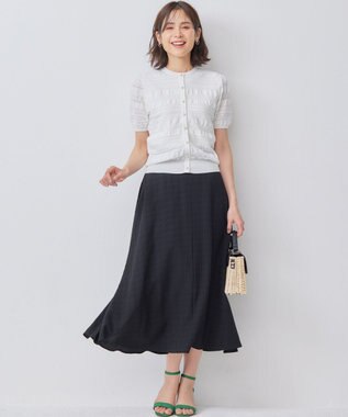 組曲 【WEB限定カラーあり】コットンポリエステル 編み柄カーディガン アイボリー系