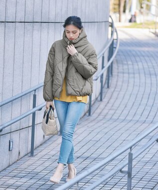 Tiaclasse スタンドネックキルティング中綿ジャケット グレー