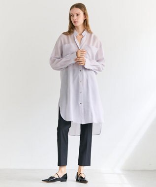 BEIGE， PAULINE / リネンヴィスコースオーバーサイズロングシャツ Lilac
