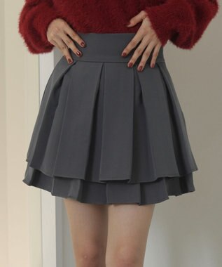 WEGO ハイウエスト2段プリーツスカパン