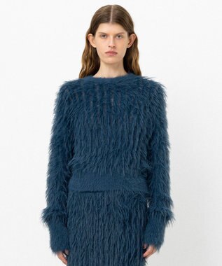 NAVE 【ReNAVE・洗える】メルティーシャギーニット プルオーバー ブルー系