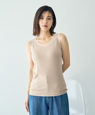 YECCA VECCA チュールMIXリブインナー Beige