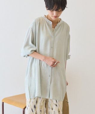 AMERICAN HOLIC 楊柳バンドカラーシャツ Mint