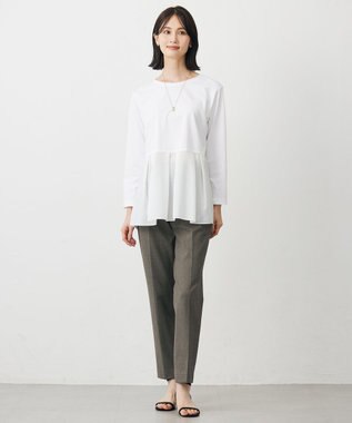 J.PRESS LADIES L 【WEB限定カラーあり】レイヤードジャージー フレア カットソー ホワイト系