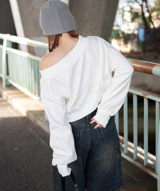 WEGO オフショルショートスウェット ホワイト