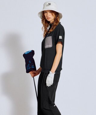 PW CIRCULUS 【吸水速乾 / UV遮蔽率99.5% UVカット / ストレッチ】【WOMEN】ポケットモックT ゴルフウェア レディース ブラック系