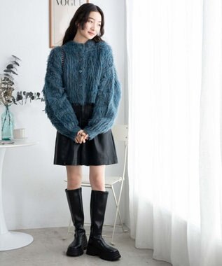 WEGO モンスターニットカーディガン ブルー