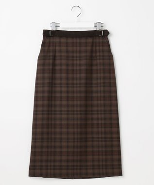 J.PRESS LADIES S milledタータンラメチェック ナロー スカート ブラウン系