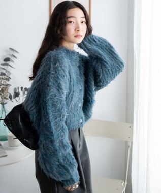 WEGO モンスターニットカーディガン ブルー