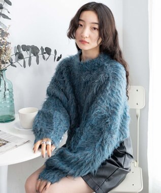 WEGO モンスターニットカーディガン ブルー