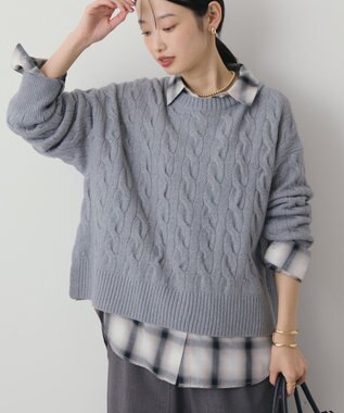 AMERICAN HOLIC ミドルゲージケーブルニットプルオーバー Gray Mixture