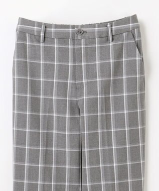 ANY 【洗濯機可/ストレッチ/ウエストゴム/裏起毛】マルチファンクションストレッチチェックテーパードパンツ グレーチェック