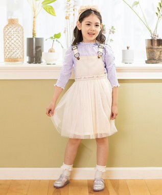 ANY KIDS チュール付き ジャンパースカート エクリュ