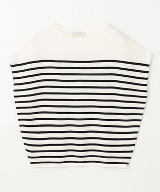 ANY 【新色追加/14色展開】アクリルガーターフレンチスリーブニット オフ×ブラック