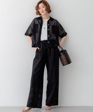 23区 L 【先行予約/見上愛さん着用/WEB&一部店舗限定カラーあり】シアー ポロニット ブラック系