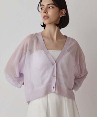 GRACE CONTINENTAL シアージョーゼットカーディガン ラベンダー