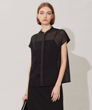  【洗える】 カラミストライプ ブラウス