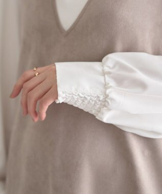 YECCA VECCA 【2点SET】ブラウスセットプリーツMIXジャンスカ Mocha