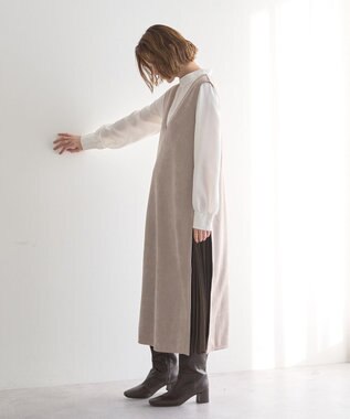 YECCA VECCA 【2点SET】ブラウスセットプリーツMIXジャンスカ Mocha