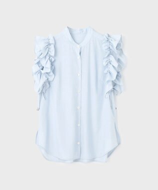 GRACE CONTINENTAL マルチフリルノースリーブブラウス サックス