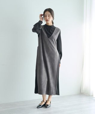 YECCA VECCA 【2点SET】ブラウスセットプリーツMIXジャンスカ Mocha