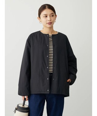 Green Parks ライト中わたノーカラーブルゾン Black