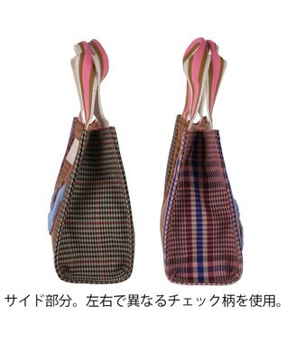tsumori chisato CARRY フレームチェックキラネコ ハンドバッグ 手提げ ミニバッグ ピンク