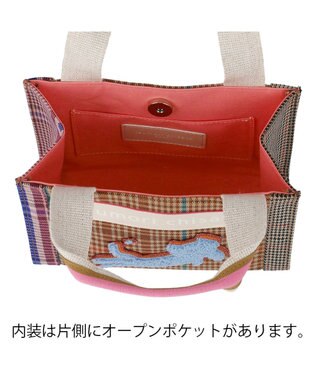 tsumori chisato CARRY フレームチェックキラネコ ハンドバッグ 手提げ ミニバッグ ピンク