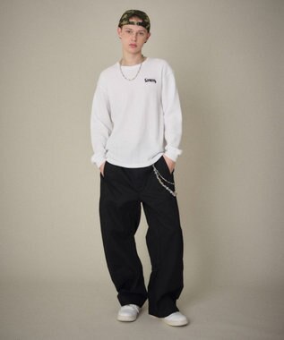 WEGO 【ユニセックス着用ITEM】ステッチカラーチノパンツ ブラック