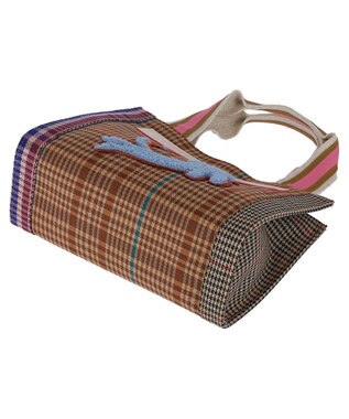 tsumori chisato CARRY フレームチェックキラネコ ハンドバッグ 手提げ ミニバッグ ピンク