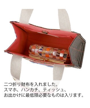 tsumori chisato CARRY フレームチェックキラネコ ハンドバッグ 手提げ ミニバッグ ピンク