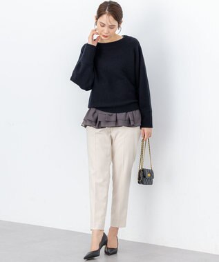 組曲 【加藤ローサさん着用】ウールカシミヤミックスボートネック ニット ブラック系