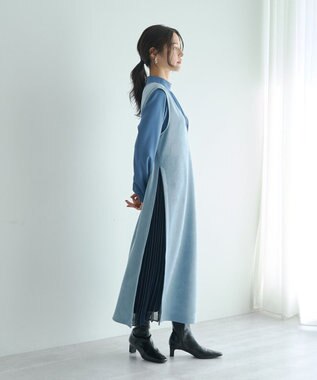 YECCA VECCA 【2点SET】ブラウスセットプリーツMIXジャンスカ Mocha