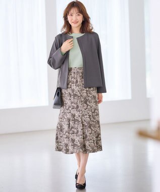 ANY SIS 【洗える】フルブルームフラワープリント スカート モカ系