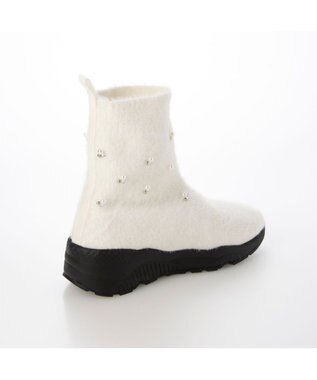 MODE ET JACOMO <carino>ビジュー付きニットブーツ ホワイト