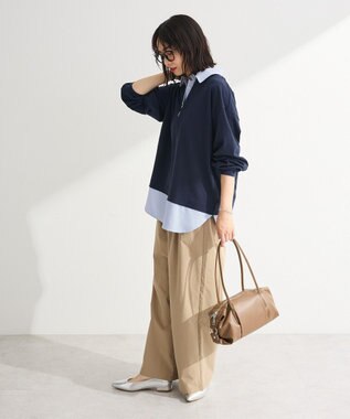 Green Parks 衿レイヤードッキングチュニック Navy