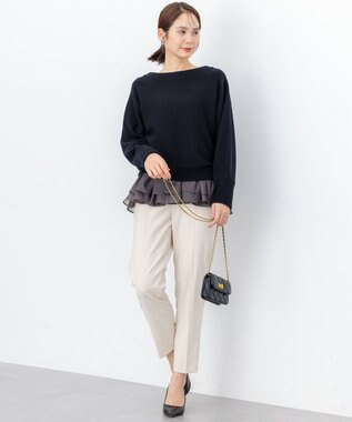 組曲 【加藤ローサさん着用】ウールカシミヤミックスボートネック ニット ブラック系