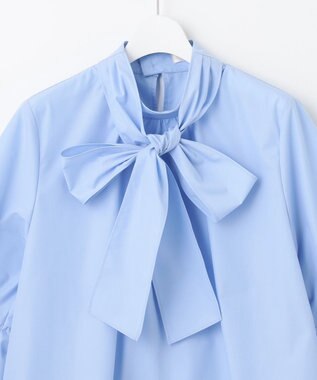 Feroux 【洗える・2WAY】リボンタイチュニック ブラウス スカイブルー系