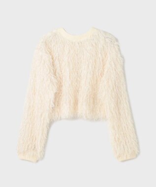 GRACE CONTINENTAL フリンジニットカーディガン ホワイト