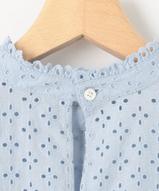 組曲 【WEB限定色あり】エンブロイダリーレース　ハイネック半袖ブラウス 【WEB限定】サックスブルー系9