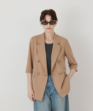 GRACE CONTINENTAL シアーハーフスリーブジャケット ベージュ