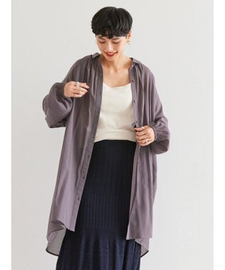 AMERICAN HOLIC シアーＢＩＧシルエットシャツチュニック Charcoal Gray