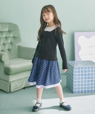 組曲 KIDS 【150-160㎝】フラワーパッチワークスカート ネイビー系5