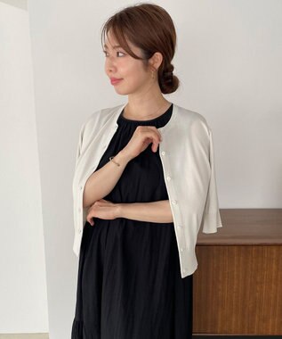 UNFILO 【接触冷感/UVケア/抗菌防臭】スゴ機能 ハーフスリーブカーディガン グレージュ