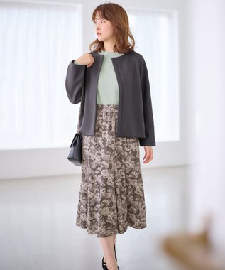 ANY SIS 【洗える】フルブルームフラワープリント スカート モカ系