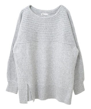 CRAFT STANDARD BOUTIQUE 編み違い斜めスリットニットチュニック Light Gray Mixture